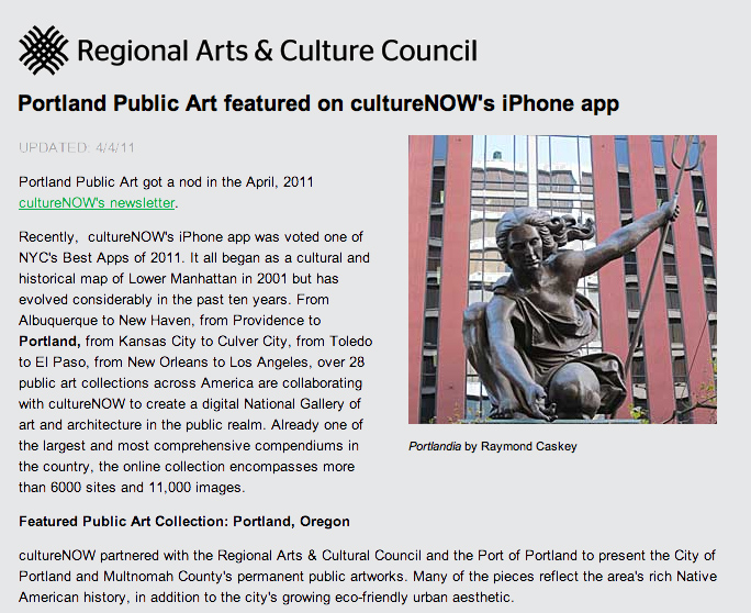 Regional Arts & Cultural Council Article